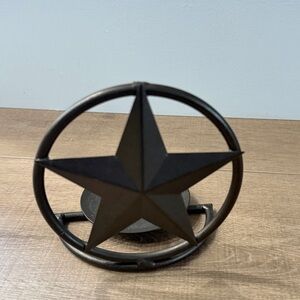 Wrought Iron ? Metal Candle Single Holder 5.5” Texas Star Western‎ Style